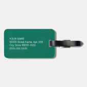 モノグラムが付いているモダンで緑豊かな緑のシェブロン ラゲッジタグ (裏面横)