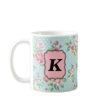 モノグラムが付いているヴィンテージのばら色パターン