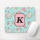 モノグラムが付いているヴィンテージのばら色パターン マウスパッド (マウス)