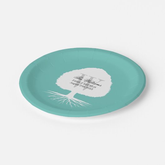 モノグラムが付いている家族会のパーティーの紙皿 ペーパープレート (アングル)