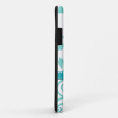 モノグラムが付いている水の青および白いダマスク織パターン Case-Mate iPhoneケース (裏面/右)