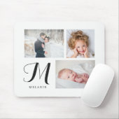 モノグラムが付いている白黒3つの写真のコラージュ マウスパッド (マウス)