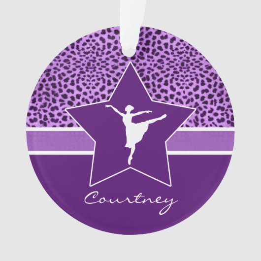 モノグラムが付いている紫色のチータのプリントのダンサー オーナメント (正面)