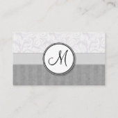 モノグラムが付いている銀製の雪の花の小束及びストライプ 名刺 (裏面)