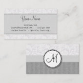 モノグラムが付いている銀製の雪の花の小束及びストライプ 名刺 (正面/裏面)