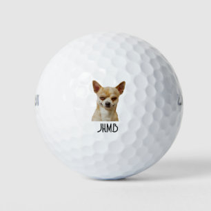 モノグラムが楽しいウィンキングチワワ犬のユーモア ゴルフボール