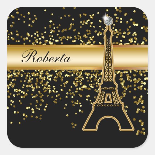 モノグラムきらきら光るスタンプ スクエアシール (正面)