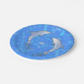モノグラムきらめくで青イルカをジャンプさせる ペーパープレート (アングル)