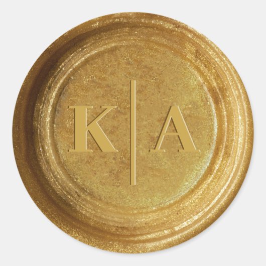 モノグラムきらめく金ゴールドワックスシ結婚ールのシール ラウンドシール (正面)