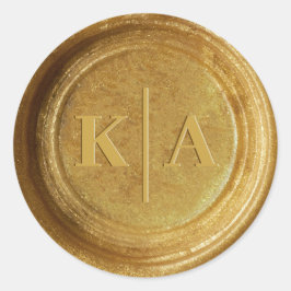 モノグラムきらめく金ゴールドワックスシ結婚ールのシール ラウンドシール