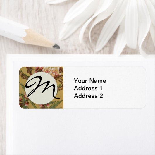 モノグラムさくらんぼブラッズア日本のジアアート ラベル (インサイチュ)