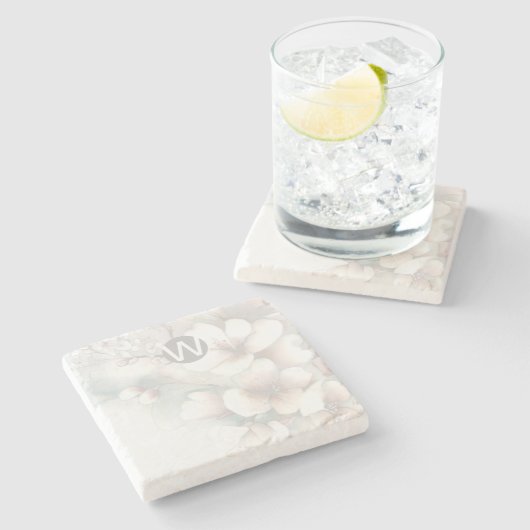 モノグラムさくらんぼブロッサムストーンコースター ストーンコースター (横)