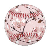 モノグラムさくらんぼ花の花柄 野球ボール (正面)