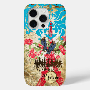 モノグラムさくらんぼ花鳥シャンデリア iPhone 15 PROケース