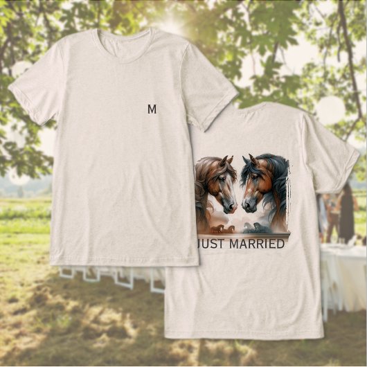 モノグラムたった今結婚しましたグラフィックTシャツ トライブレンドTシャツ