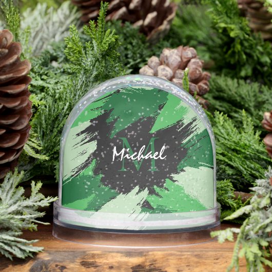 モノグラムで緑の名前のブラシストロークの色合い (冬)