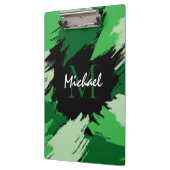 モノグラムで緑の名前のブラシストロークの色合い クリップボード (左)