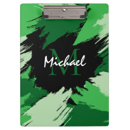 モノグラムで緑の名前のブラシストロークの色合い クリップボード