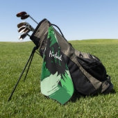 モノグラムで緑の名前のブラシストロークの色合い ゴルフタオル (グリーン)