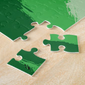 モノグラムで緑の名前のブラシストロークの色合い ジグソーパズル (側面)