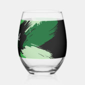 モノグラムで緑の名前のブラシストロークの色合い ステムなしワイングラス (裏面)