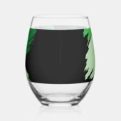 モノグラムで緑の名前のブラシストロークの色合い ステムなしワイングラス (右)