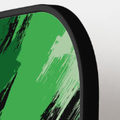 モノグラムで緑の名前のブラシストロークの色合い ピックルボールラケット (左詳細)