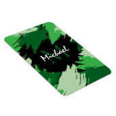 モノグラムで緑の名前のブラシストロークの色合い マグネット (右側)