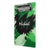モノグラムで緑の名前のブラシストロークの色合い ミニクリップボード (アングル2)