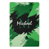 モノグラムで緑の名前のブラシストロークの色合い ミニクリップボード (裏面)