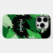 モノグラムで緑の名前のブラシストロークの色合い Case-Mate iPhoneケース (裏面 (横))