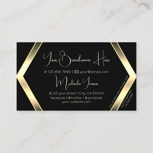 モノグラムで黒と明るい黄金をキャッチ 名刺 (裏面)