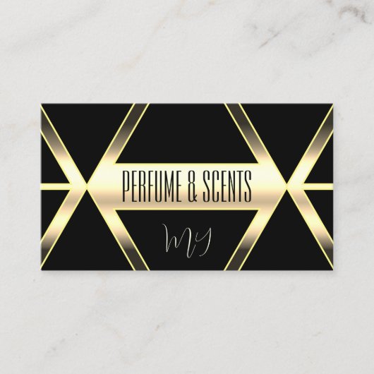 モノグラムで黒と明るい黄金をキャッチ 名刺 (正面)