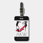 モノグラムで黒にハイヒールの靴のペア ラゲッジタグ