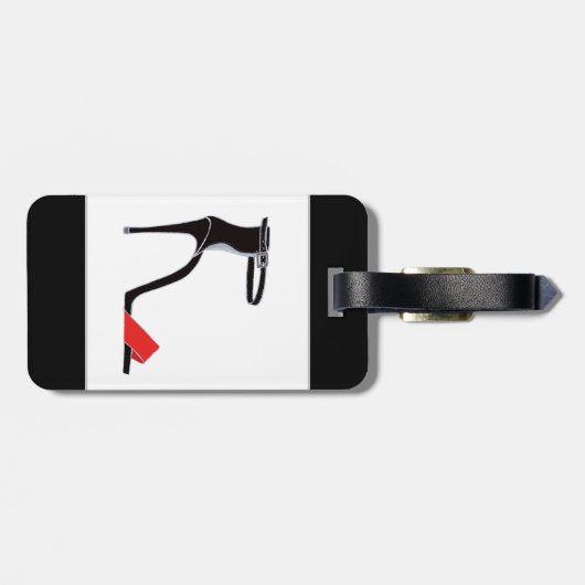 モノグラムで黒にハイヒールの靴のペア ラゲッジタグ (裏面横)