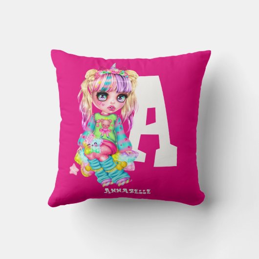 モノグラムという可愛パーソナライズされたいユニコーン クッション (裏面)