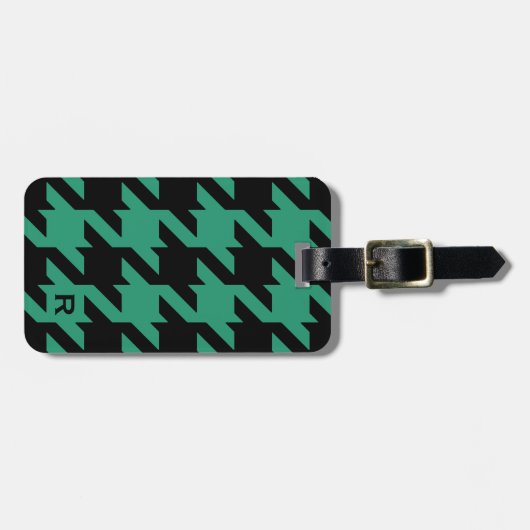 モノグラムとのはっきりしたでモダンなエメラルドの千鳥格子の ラゲッジタグ (正面横)