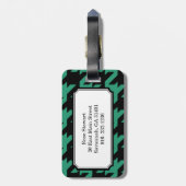 モノグラムとのはっきりしたでモダンなエメラルドの千鳥格子の ラゲッジタグ (裏面縦)