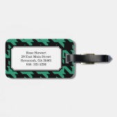 モノグラムとのはっきりしたでモダンなエメラルドの千鳥格子の ラゲッジタグ (裏面横)