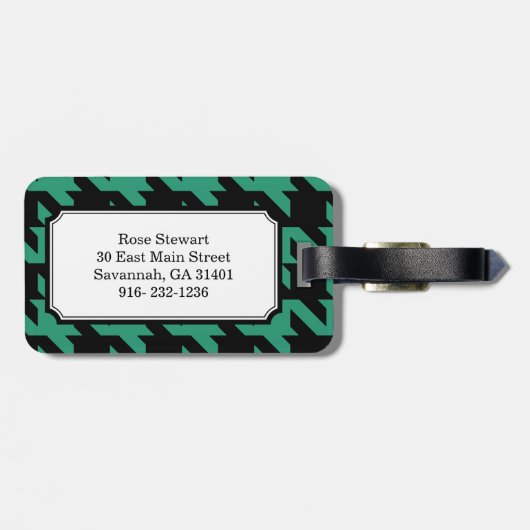 モノグラムとのはっきりしたでモダンなエメラルドの千鳥格子の ラゲッジタグ (裏面横)