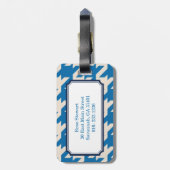 モノグラムとのはっきりしたでモダンな水の青い千鳥格子の ラゲッジタグ (裏面縦)