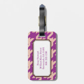 モノグラムとのはっきりしたでモダンな紫色の千鳥格子の ラゲッジタグ (裏面縦)