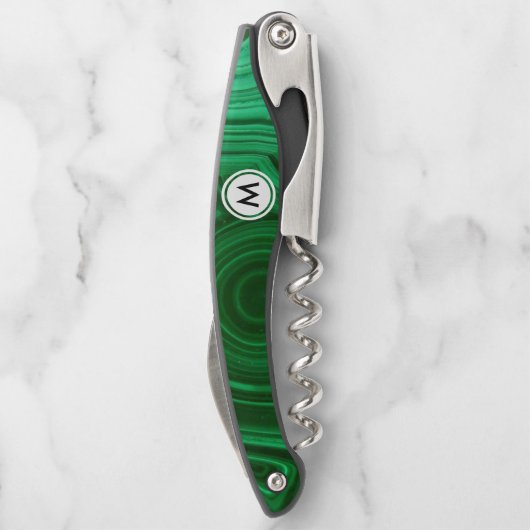 モノグラムとのエメラルドグリーンのマラカイトの質 ソムリエナイフ (裏面)