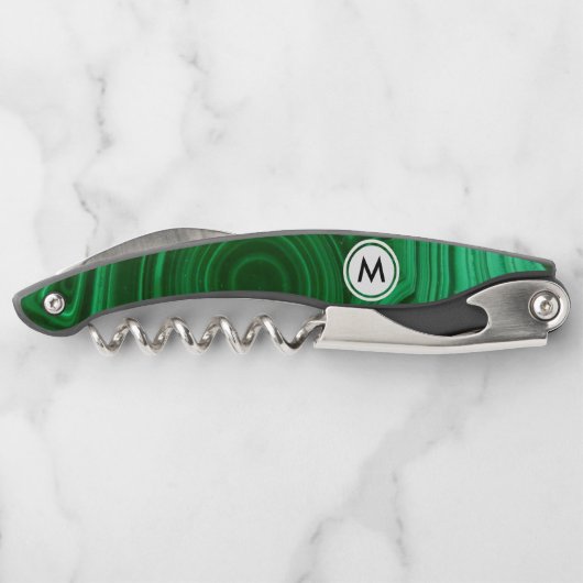 モノグラムとのエメラルドグリーンのマラカイトの質 ソムリエナイフ (裏面)