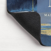 モノグラムとのエレガントな青|の抽象的な金ゴールド マウスパッド (コーナー)