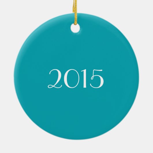 モノグラムとのティール(緑がかった色)の緑のチェック模様の体操 セラミックオーナメント (裏面)