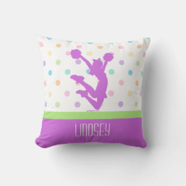 モノグラムとのパステル調の紫色の水玉模様の応援かPom クッション