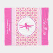 モノグラムとのピンクによって市松模様にされるダイヤモンドのダンス フリースブランケット (正面(横))