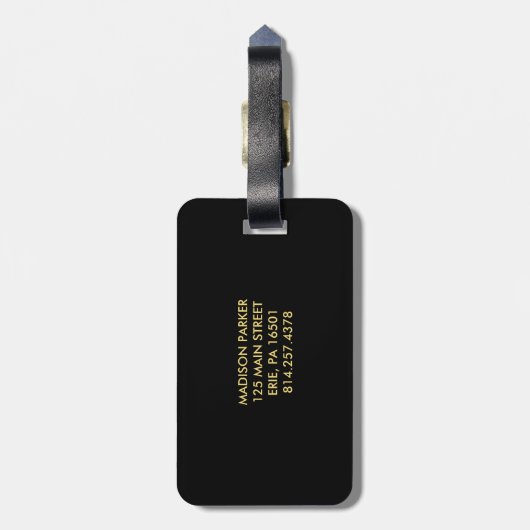 モノグラムとのモダンでフェイクな金ゴールドの幾何学的設計 ラゲッジタグ (裏面縦)