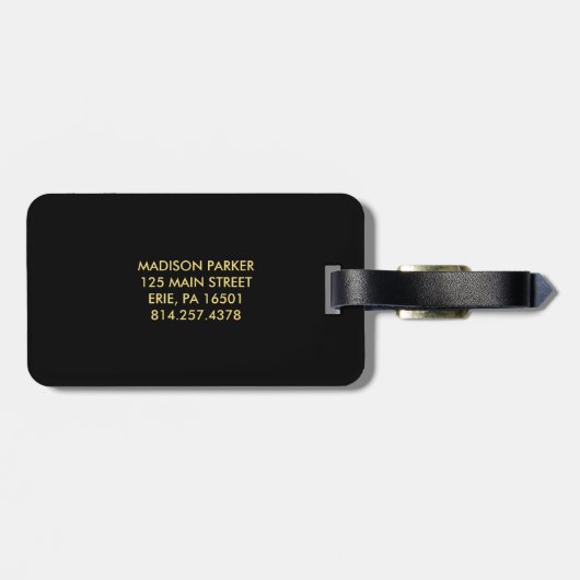 モノグラムとのモダンでフェイクな金ゴールドの幾何学的設計 ラゲッジタグ (裏面横)